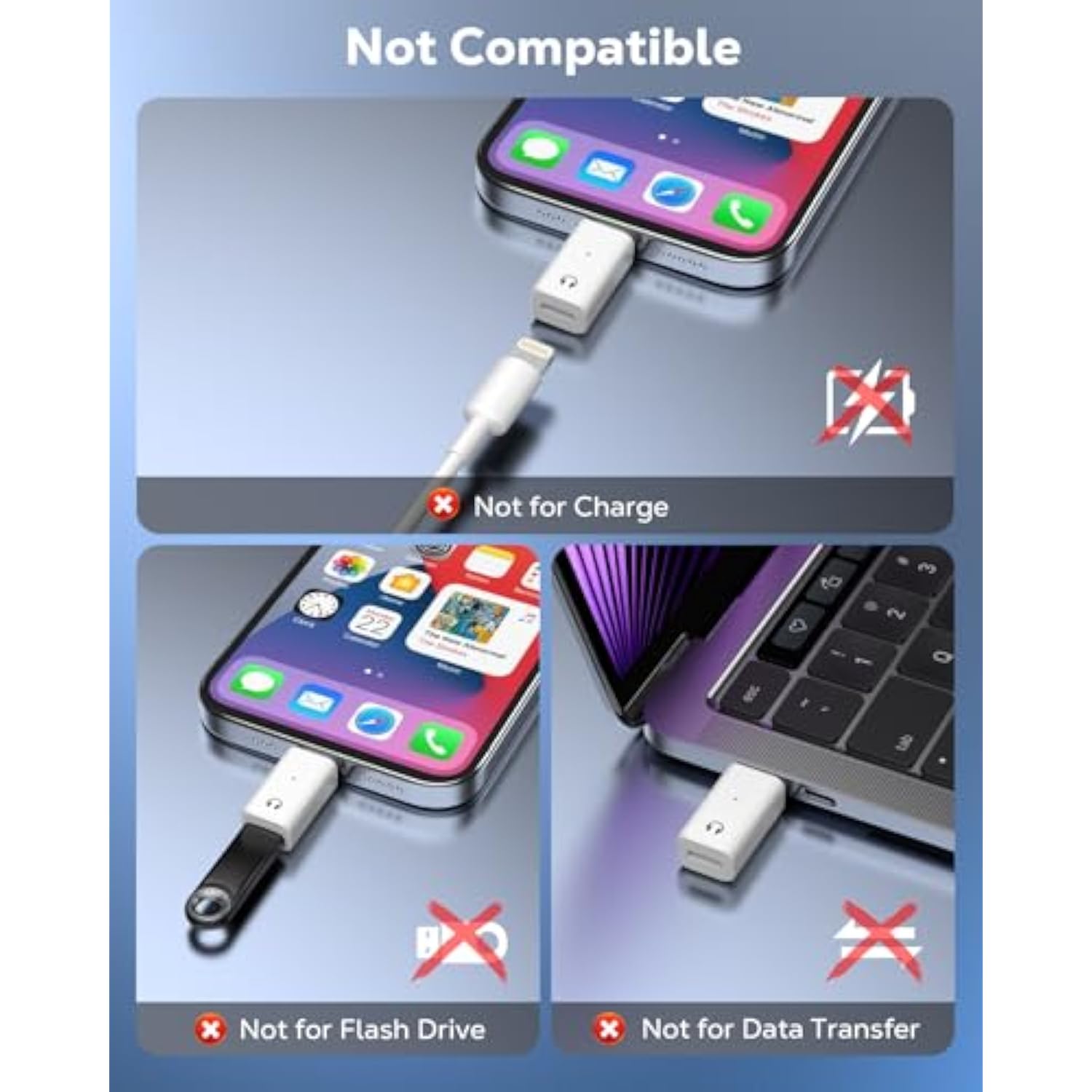 MoKo Lightning to USB C Earphone Audio Adapter Support Line Control(Not for Microphones/Charging/Data Transfer), USB C to Lightning Headphone Earphone Adapter for iPhone 16 15 Pro Max Plus, iPad,White