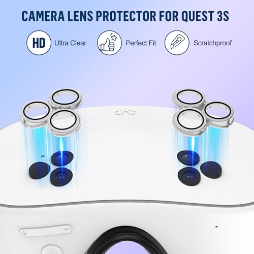 Silicone Cover Set Compatible With Meta/Oculus Quest 3S Accessories, Silicone Face Cover, Controller Grip Cover, Camera Lens Protector, Vr Shell Cover, Protective Lens Cover, Not Fit Quest 3