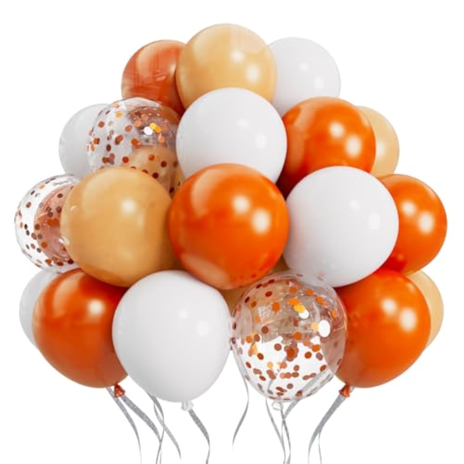 60Pcs Orange Confetti Balloons Set Latex Helium Chrome Burnt Orange Balloon For Birthday Graduation Halloween Party Decorations