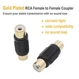 RCA Coupler Adapter Gold Plated 20 Pack, RCA Female to Female Adapter 10pcs, RCA Male to Male Connector 10pcs for Cable Extension, Phono, Speaker,