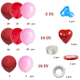 Valentine Day Party Balloons Garland Arch Kit With Pink Red Heart Ball