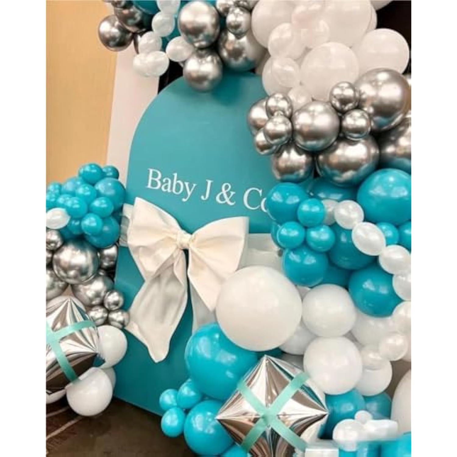 141pcs Teal Blue & Silver Balloon Garland Kit for Birthday and  Wedding Decor