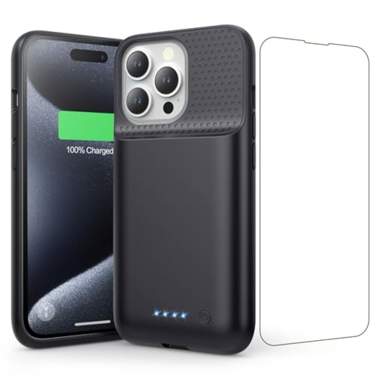 15W Fast Charging Battery Case For Iphone 15 Pro(6.1 Inch),7500Mah Slim Portable Charging Case With 360°Protection,Rechargeable Extended Phone Charger Cover For Iphone 15 Pro Battery Case-Black