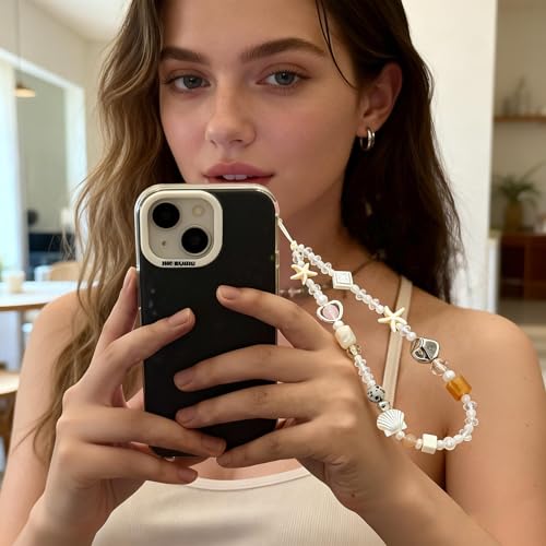 2 Pcs Phone Charm Strap Universal Hand Phone Wrist Strap Camera Lanyard Pearl Beaded Cute Chain String Accessories Universal for iPhone 16 Pro Max