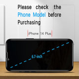 [3 Pack Privacy Screen Protector For Iphone 14 Plus Tempered Glass Film, Anti-Spy, Full Coverage, Case Friendly [Black]