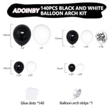 Black And White Balloon Arch Kit, 140Pcs Black And White Durable Latex Balloons 18 12 10 5 Inch Different Size Balloons For Birthday Anniversary Wedding Engagement Graduation Party Decorations