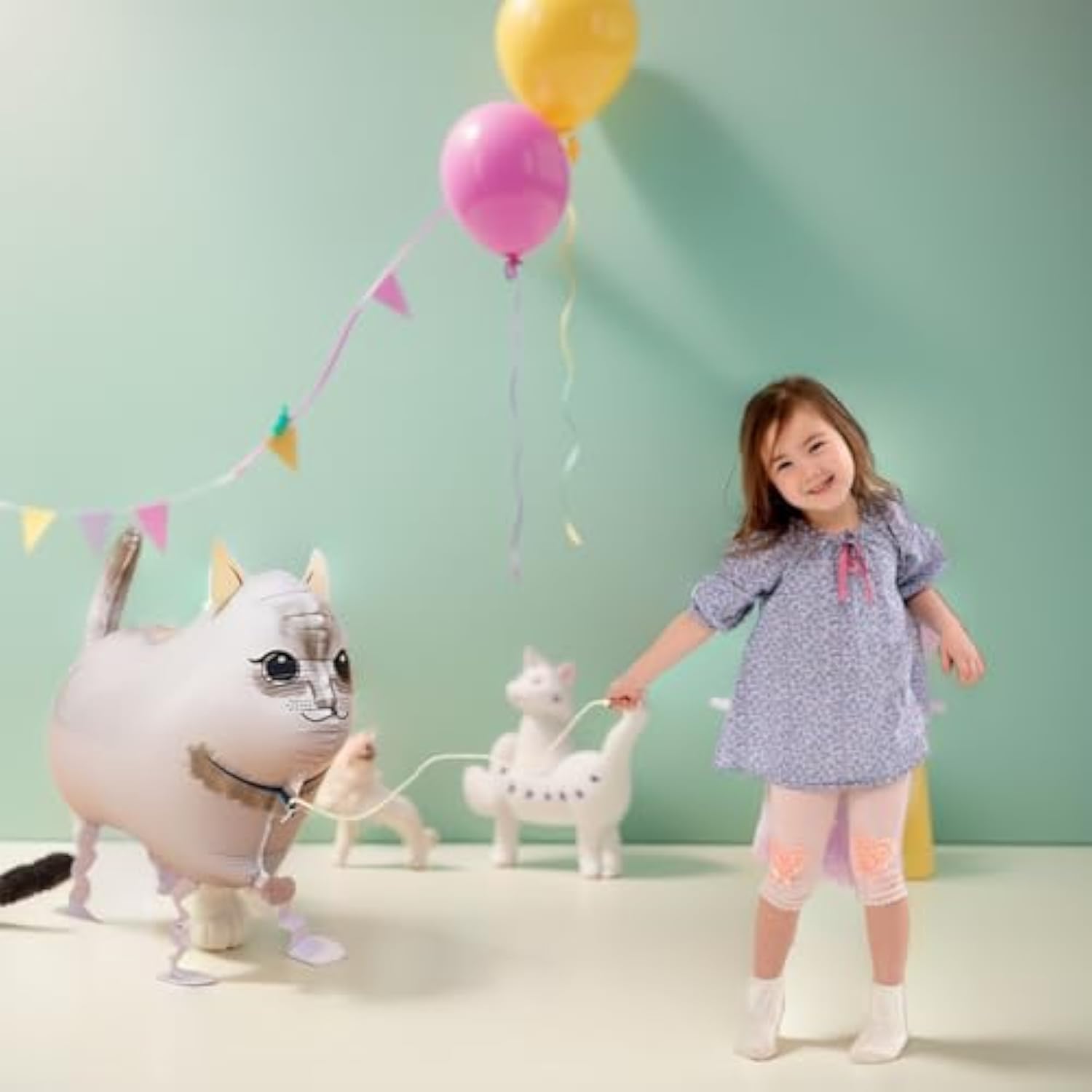 5 Pcs Cat Balloons Walking Cat Birthday Decorations for Kids Cat Lovers