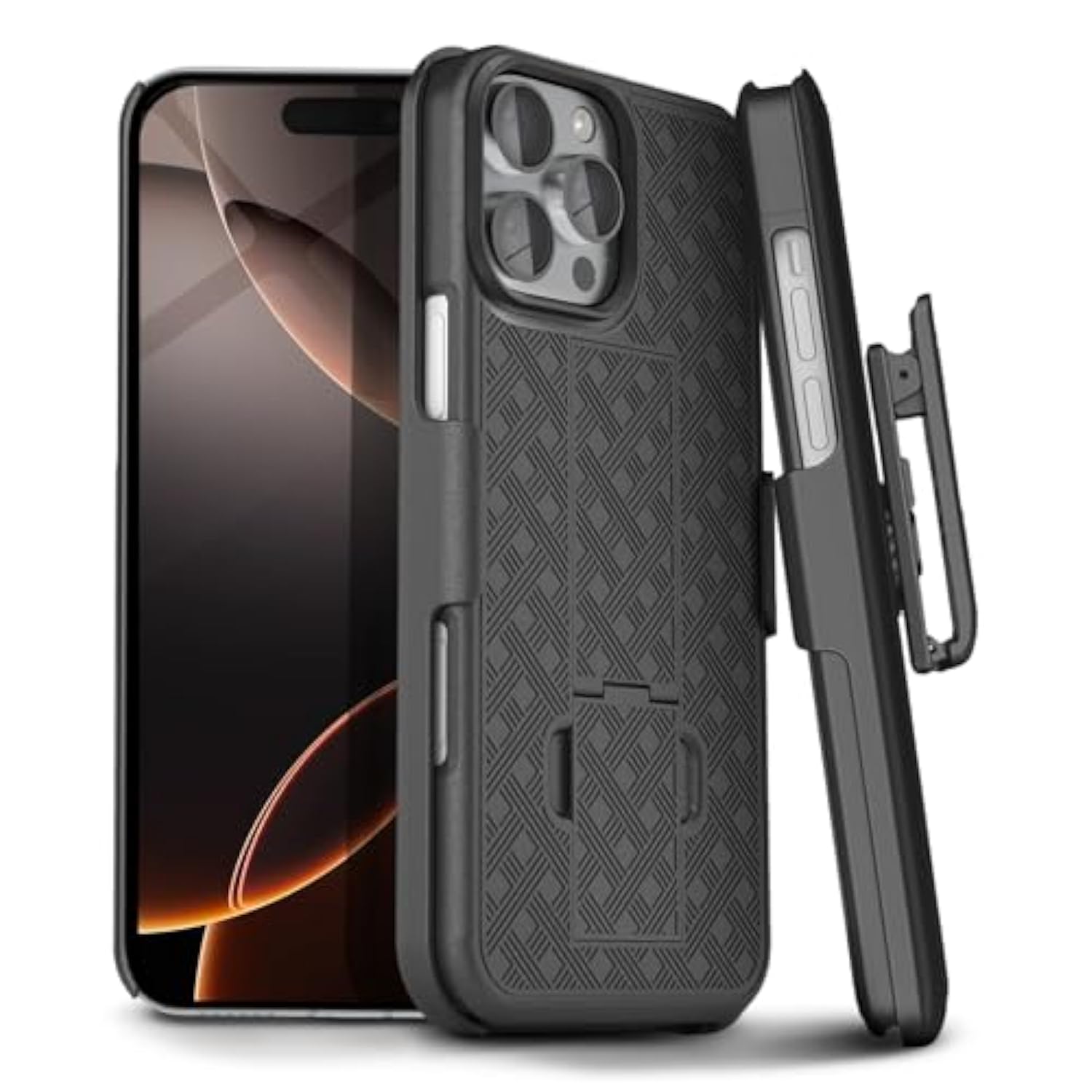 For Iphone 16 Pro Max Holster Case, Belt Clip Case For Iphone 16 Pro Max, Shell Holster Combo 16 Pro Max, Slim Rugged Drop Shockproof Protective Cover With Kickstand (6.9") | Ranger Series