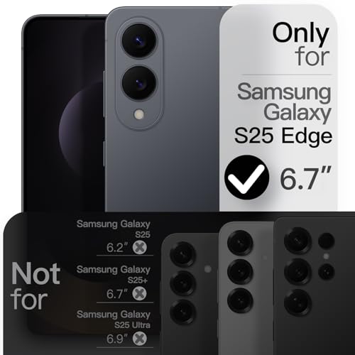 Slim Case for  Galaxy S25 Edge with Camera Lens Full Protection, Ultra-Thin Lightweight Matte Finish Minimalist Protective Phone Cover (Black)