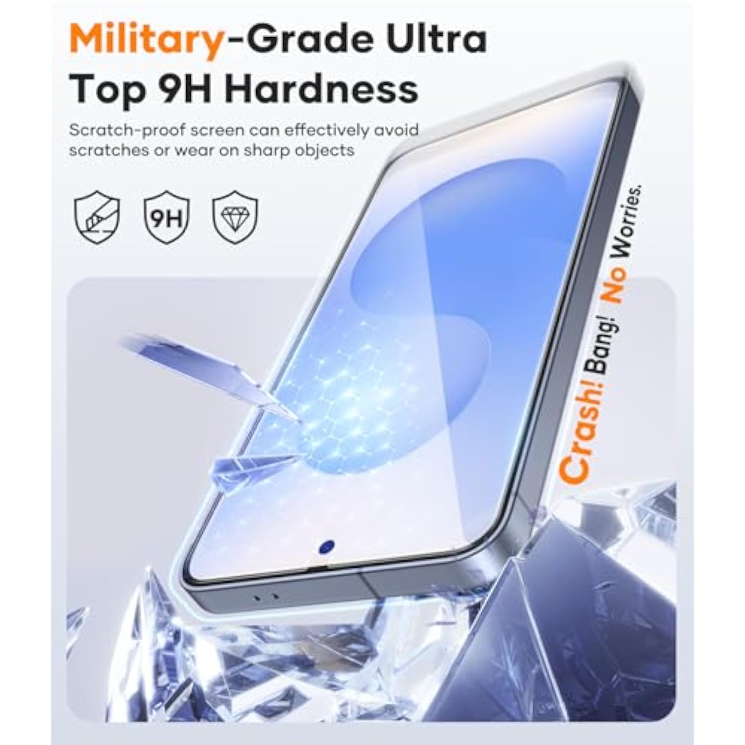 2 Pack Screen Protector For Samsung Galaxy S25+ Plus, Military Grade Shatterproof [9H Hardness], Full Coverage Fit Hd Tempered Glass Durable Screen Protector For Galaxy S25+ Plus 6.7"