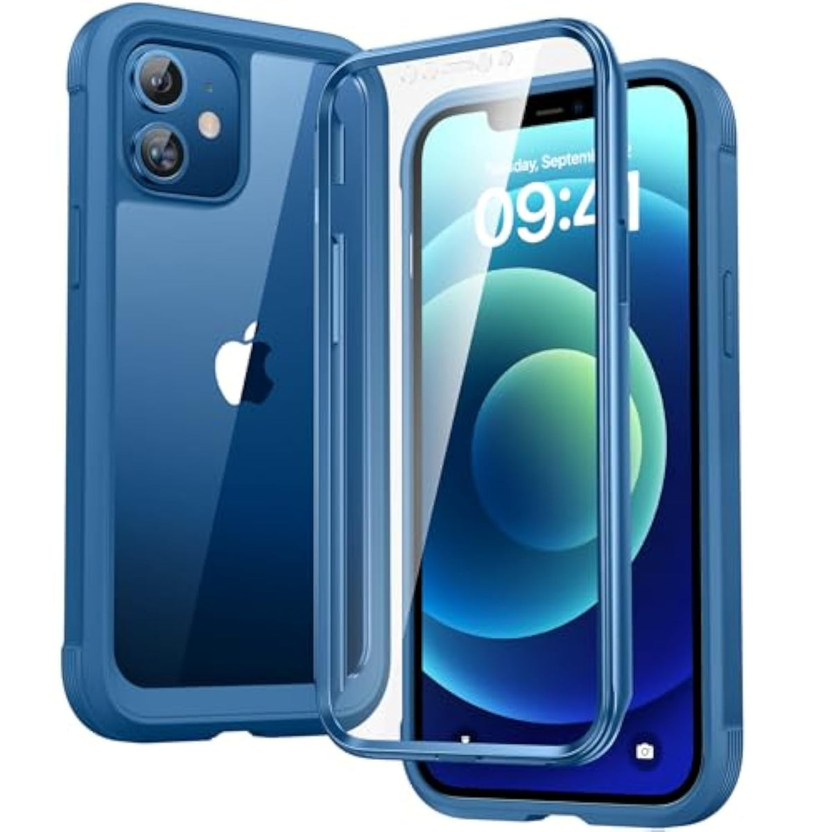 Designed For Iphone 12/12 Pro Case, Full Body Rugged With Built-In Touch Sensitive Anti-Scratch Screen Protector, Soft Tpu Bumper Case For Iphone 12/12 Pro 6.1" (Blue)