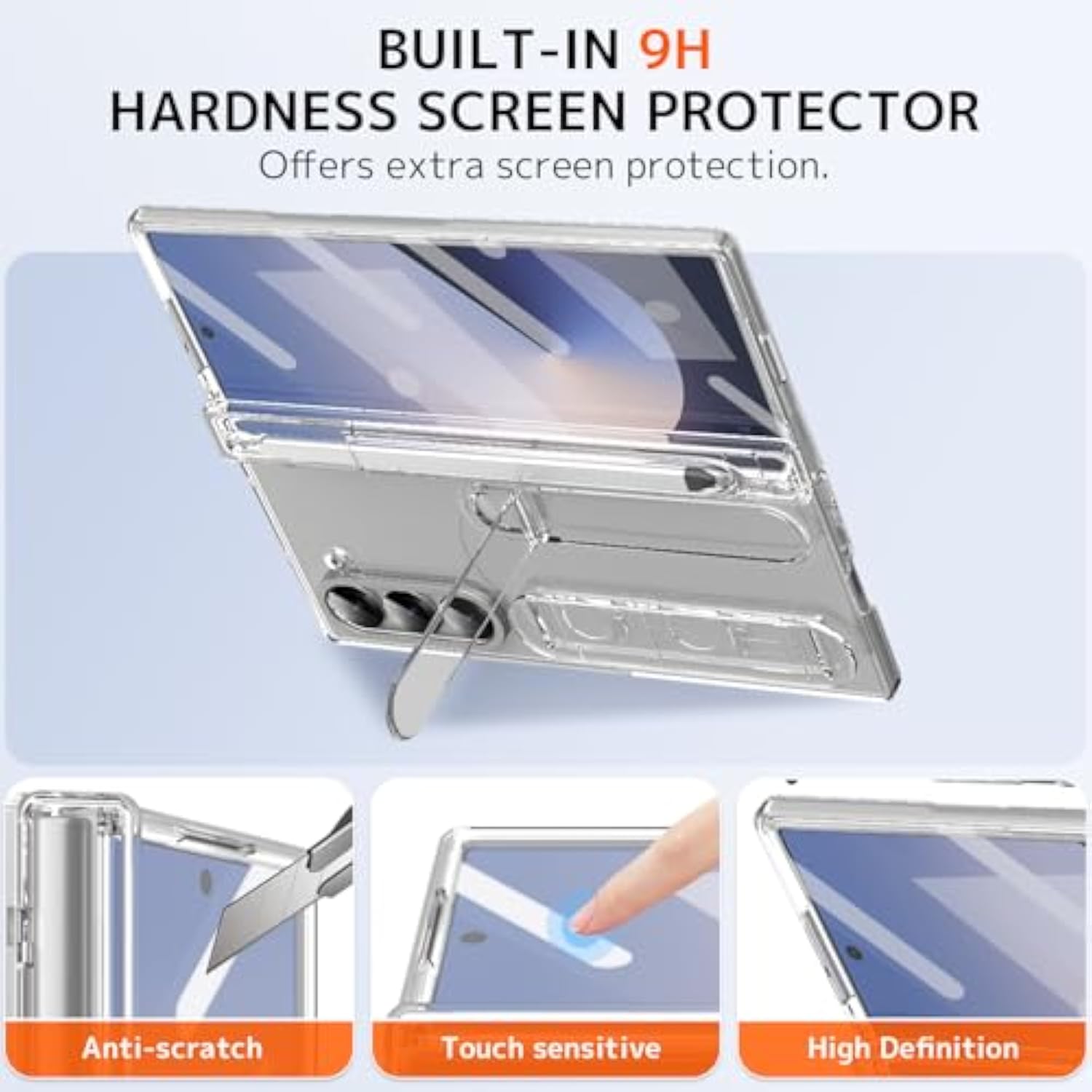 Transparent Hand Strap For Samsung Galaxy Z Fold 7 Case With S Pen Holder & Stylus,Shockproof Hinge Screen Protector + Kickstand For Fold 7 Cover Grip Slim,S Pen For Samsung Z Fold 7 Case Clear
