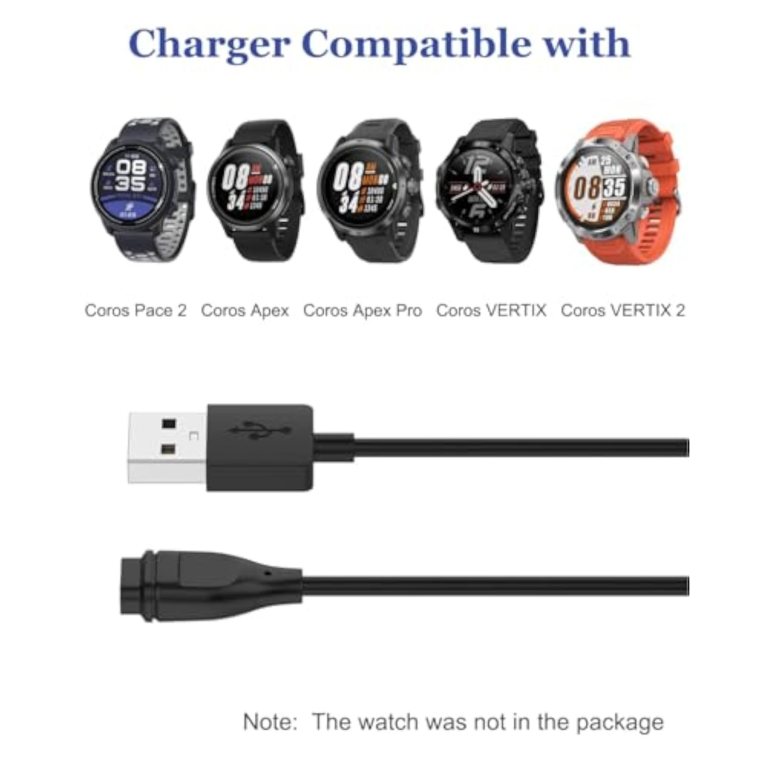 Charger Cable For Coros Pace 3, Replacement Charging Dock Compatible With Coros Pace 2, Coros Apex, Apex Pro, Vertix, Vertix 2 Smartwatch