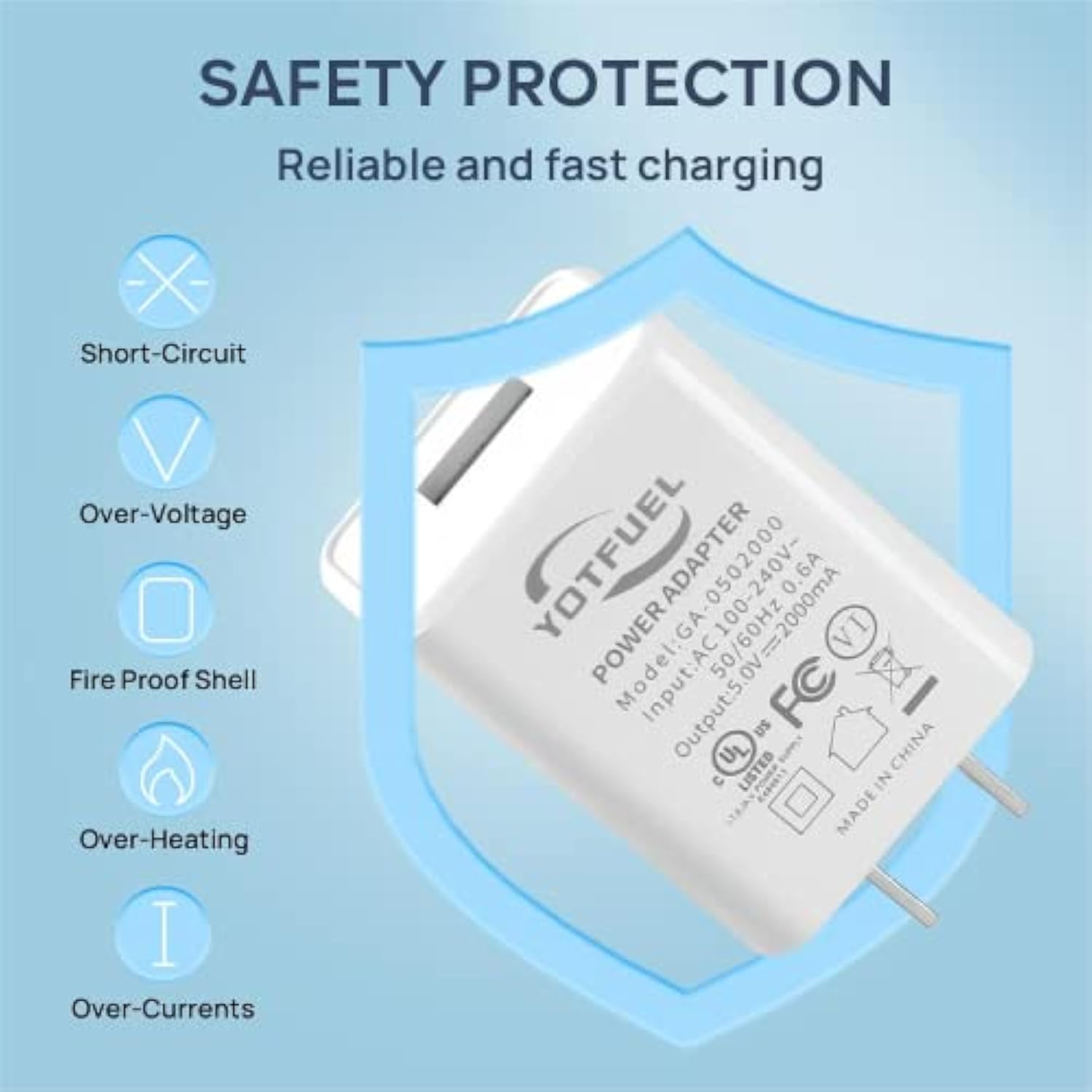 Wall Charger Cube 5V2A Usb Power Supply Charging Block Universal Wall Plug Brick Portable Travel Fast Charger Power Adapter For Iphone, Samsung Galaxy, Lg (White)