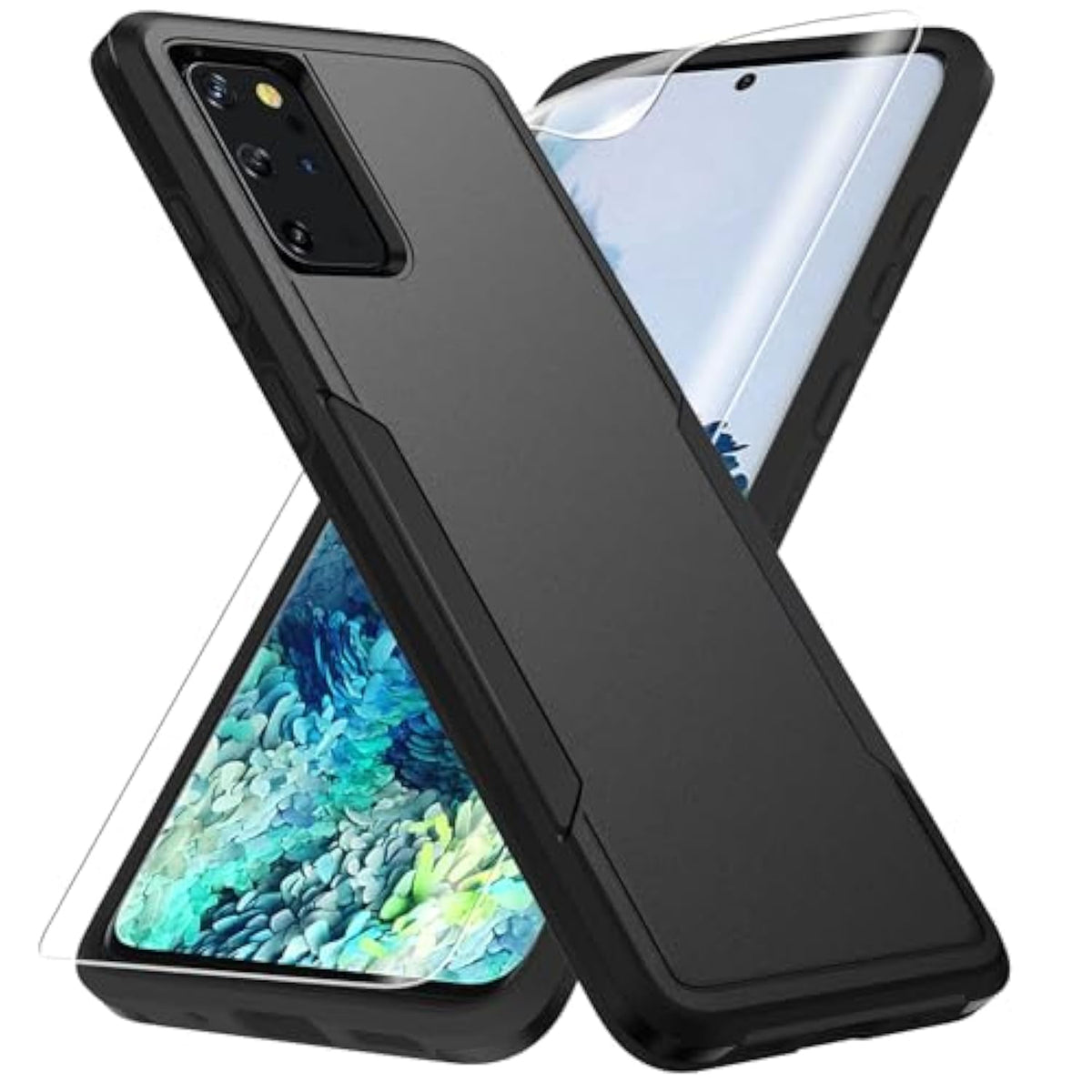 For Galaxy S20 Plus Case, With Hd Screen Protector [Military Grade Drop Tested] Heavy-Duty Tough Rugged Shockproof Protective Case For Samsung S20 Plus, Black