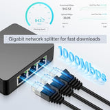 Rj45 Ethernet Splitter 1 To 3 Out 1000Mbps High Speed Gigabit Switch Network Splitter Internet Distributor With Usb Power Cable For Cat5/5E/6/7/8 Cables (3 Computers At The Same Time)