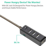 Usb 2.0 Hub 4 Port With 5V Power Adapter Usb Data Hub Extended Cable Compatibl