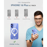 For Iphone 16 Plus Case, With Screen Protector + Camera Lens Protector, Built-In Seamless Stand, [Compatible With Magsafe] Protective Shockproof Phone Case, Cover For Iphone 16Plus - Clear
