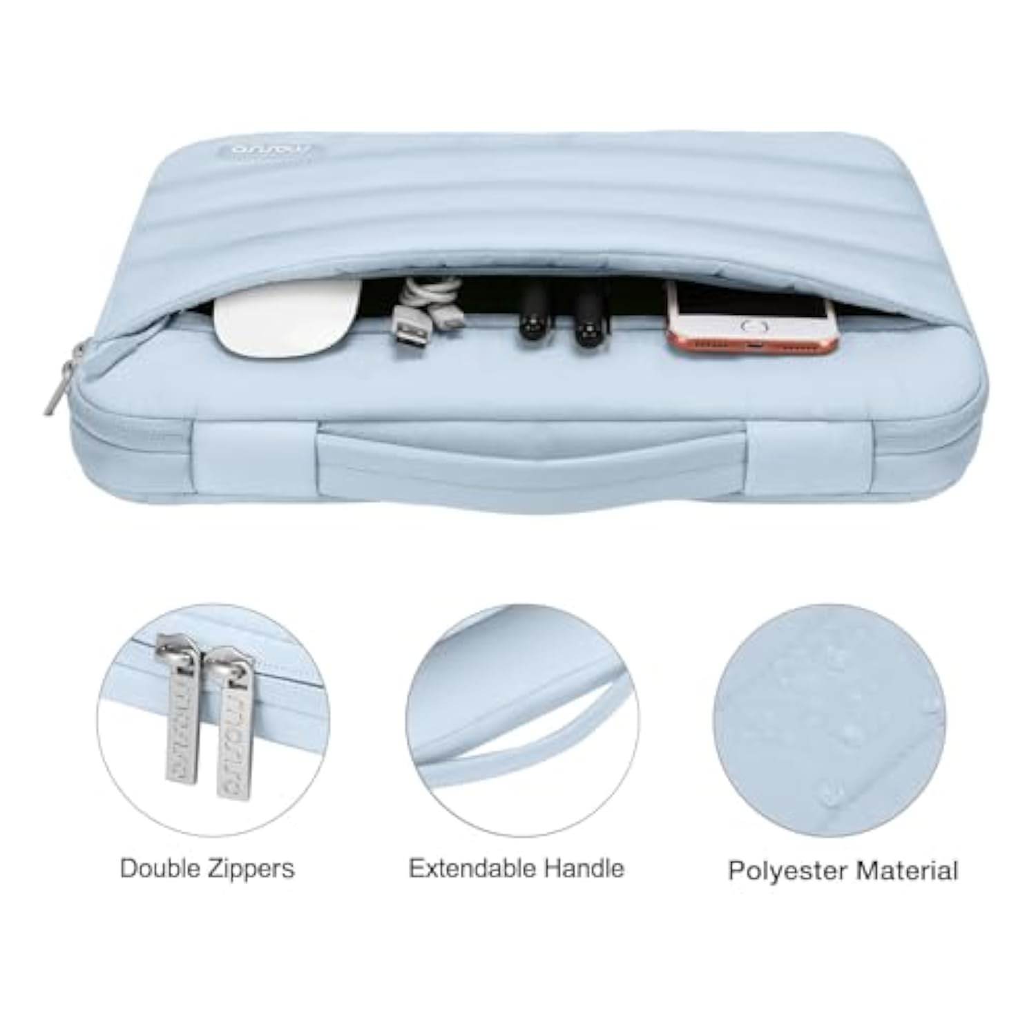 MOSISO Compatible with MacBook Air 13 inch Case 2025 2024 2023 2022 M4 A3240 M3 A3113 M2 A2681, Hard Case&Puffy Bag&Keyboard Cover&Webcam Cover&Screen Film for MacBook Air 13.6 inch Case, Baby Blue