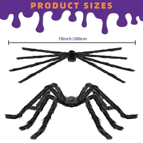 2PCS 78" Giant Spider ,Scary Large Spider Props Halloween Decorations