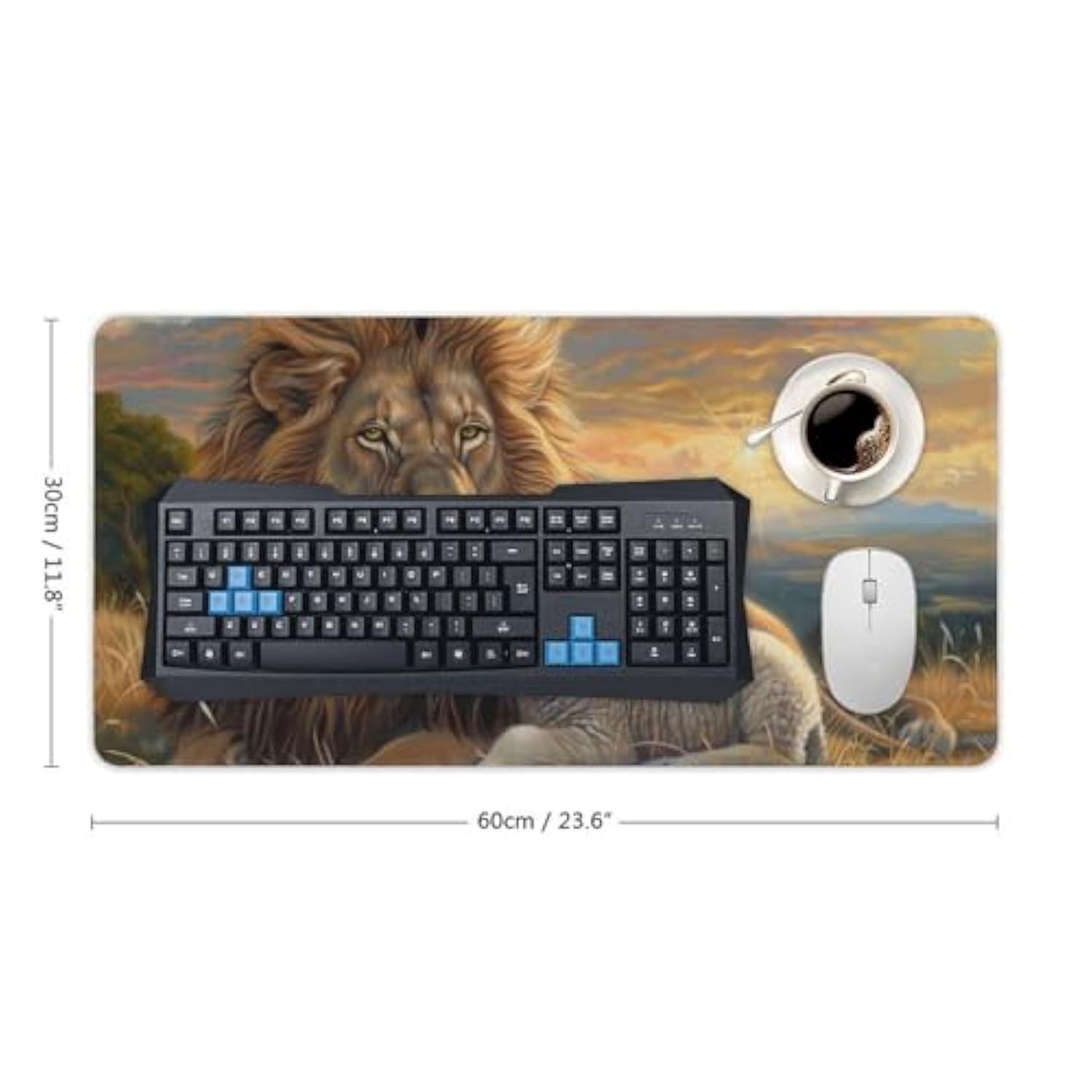 Animal Sunset Nature Lamb And Lion Large Mouse Pad Gaming Desk Mat Keyboard Computer Pad Non-Slip Rubber Mouse Mat For Home Office 30X60Cm