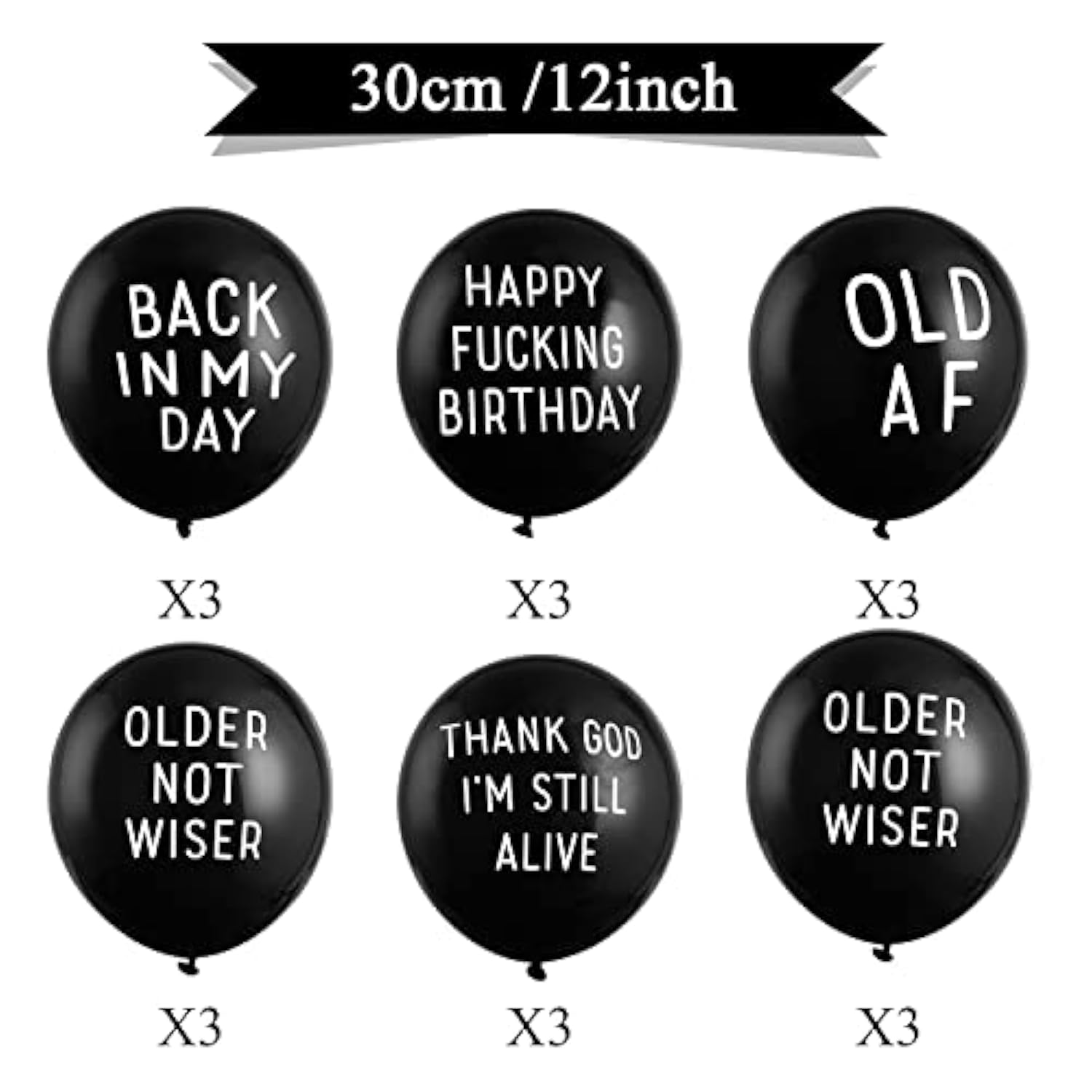 Funny Birthday Balloons: Sarcastic Gag Gift Party Decor - 18pcs