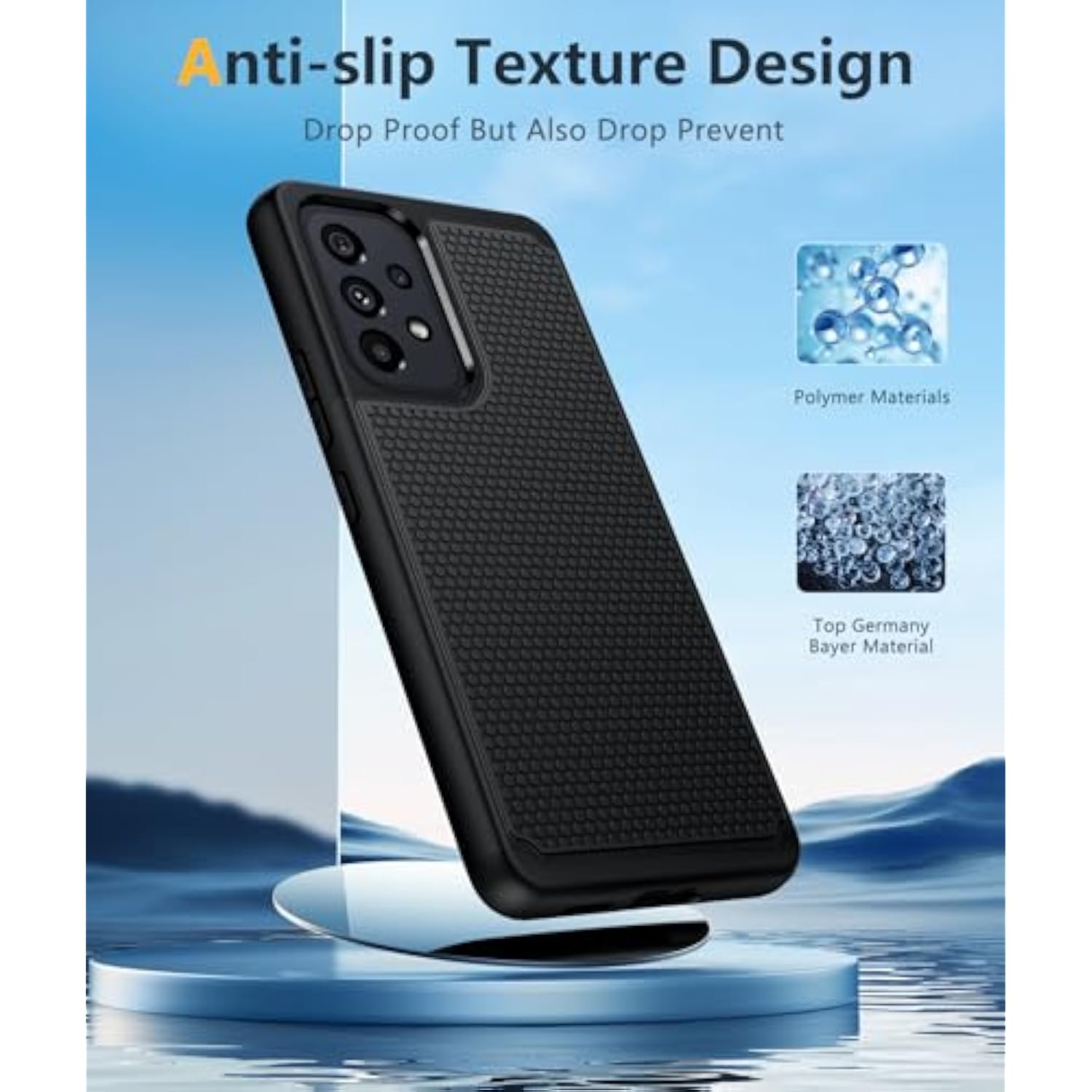 For Samsung Galaxy A53-5G Phone Case: Dual Layer Protective Heavy Duty Cell Phone Cover Shockproof Rugged With Non Slip Textured Back - Military Protection - 6.5Inch (Matte Black)