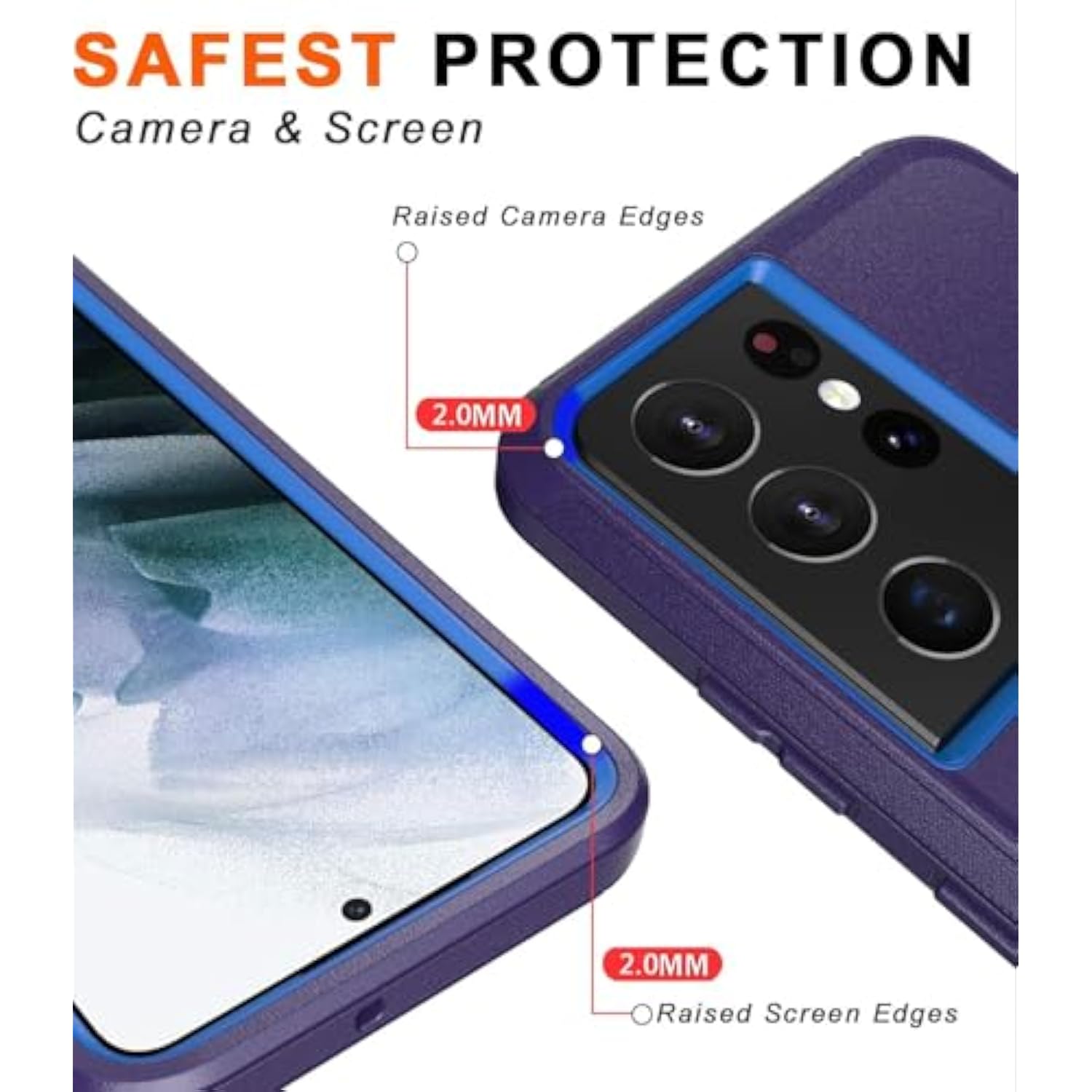 For Samsung Galaxy S21 Ultra Case, Shockproof And Drop-Proof Non-Slip, Heavy Duty Protective Case For Samsung S21 Ultra 6.8 Inch Dark Blue