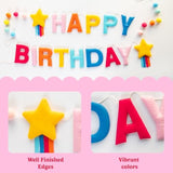 Happy Birthday Banner | Felt Birthday Banner | Rainbow Happy Birthday Sign For Birthday Backdrop For Bday Party Decoration