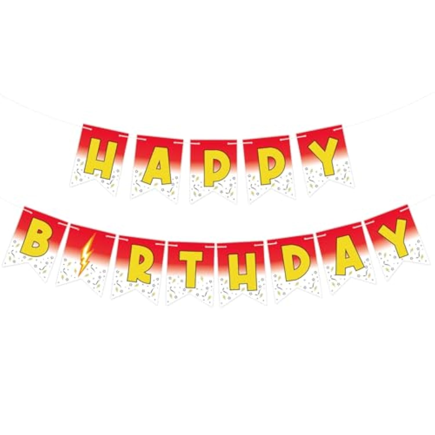 Anime Birthday Banner, Pre-Strung Red White And Yellow Cartoon Birthday Party Banner For Anime Theme Party Decorations No Assembly Required