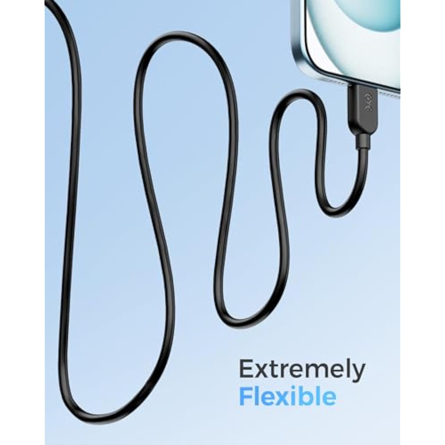 Cable Matters 3-Pack Extreme Flexible USB C Charging Cable 6ft in Black, Up to [60W Charging, 480Mbps] Apple CarPlay, Android Auto, USB C Charger Cable for iPhone 16/15, Galaxy S24, iPad Pro