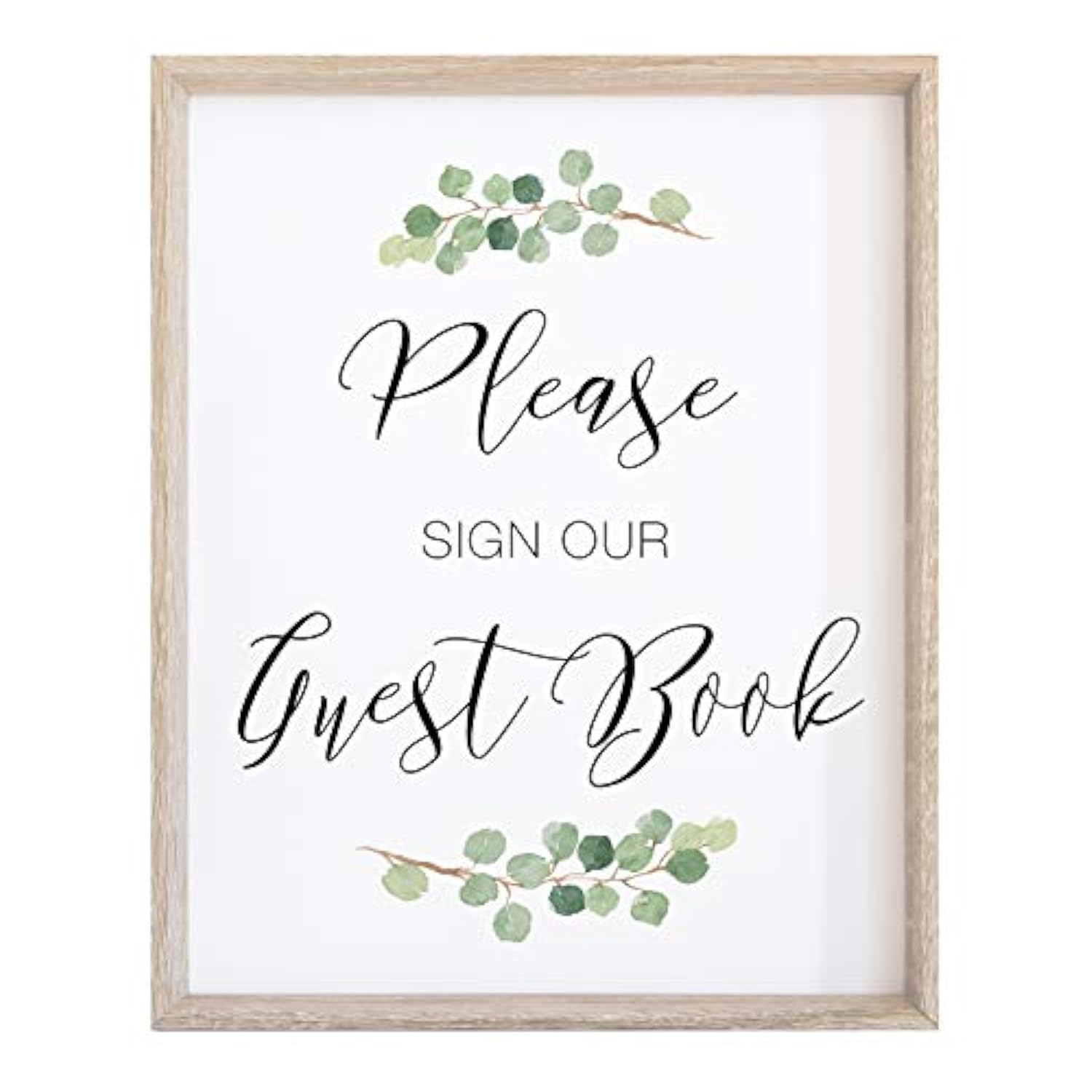 Wedding Please Sign Our Guest Book Sign | Watercolor Greenery With Eucalyptus Print On Thick Cardstock Paper | Not Framed Guestbook Sign Wedding Decoration | (1) 8X10 Sign