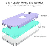 12/12 Pro Case, Heavy Duty 2-In-1 Rugged Shockproof Hybrid Protection, Hard Pc Bumper, Purple/Mint