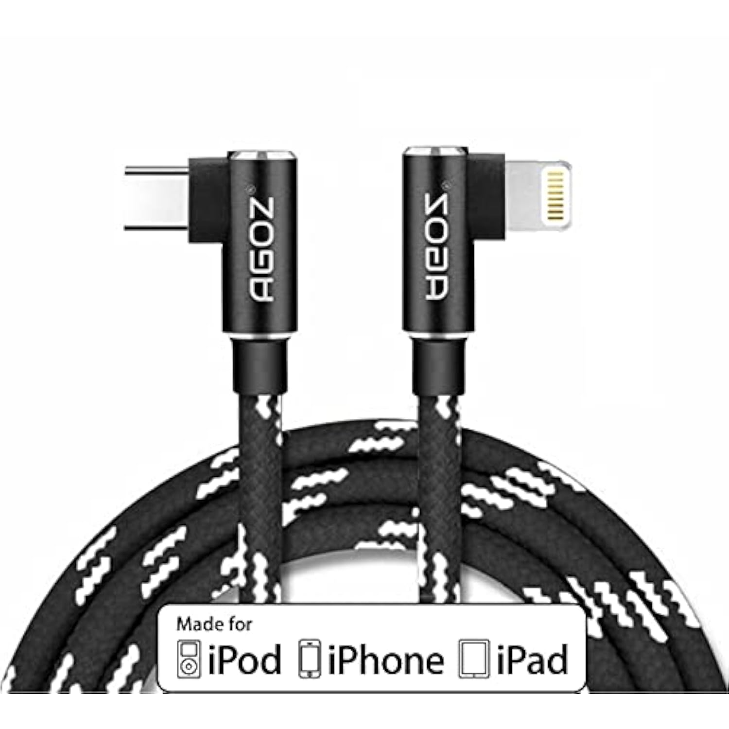 10Ft Apple Mfi Certified Lightning To Usb C Cable 90° Right Angle Fast Charger Cord Compatible With Iphone 14, 13, 12 Pro Max, Iphone Se, 11 Pro Max, Iphone Xs Max, Iphone Xr X Xs, Iphone 8 7 6 5