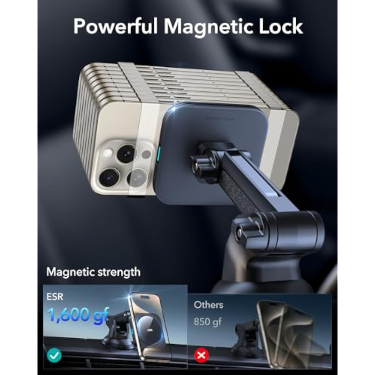 MagSafe Car Mount Charger - Magnetic Wireless, 360° Rotation, Fast Charging