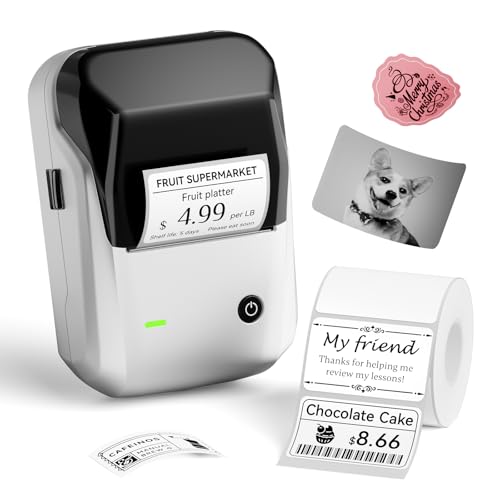 B1 Label Maker With Tapes, 2 Inch Portable Thermal Label Printer For Home School Office Small Business, Address, Bakery, Crafts, Retail, Support Smartphones & Pc, Silver