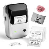 B1 Label Maker With Tapes, 2 Inch Portable Thermal Label Printer For Home School Office Small Business, Address, Bakery, Crafts, Retail, Support Smartphones & Pc, Silver