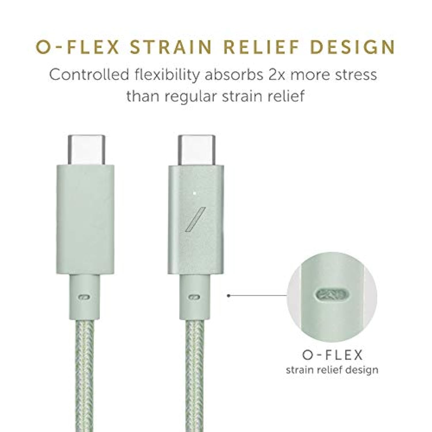 Native Union Type-C Desk Cable – USB-C to USB-C 8ft Ultra-Strong Non-Slip Charging Cable with Anchor Weight Compatible with iPhone Air, 17, MacBooks, Surface Go 4, iPad Pro & Air (Sage)