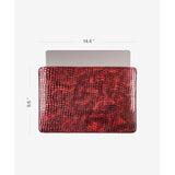 13 Inch Laptop Sleeve Compatible With Macbook Pro & Macbook Air, Premium Leather, Hand-Made, Wildlife Edition , Crocodile Red.