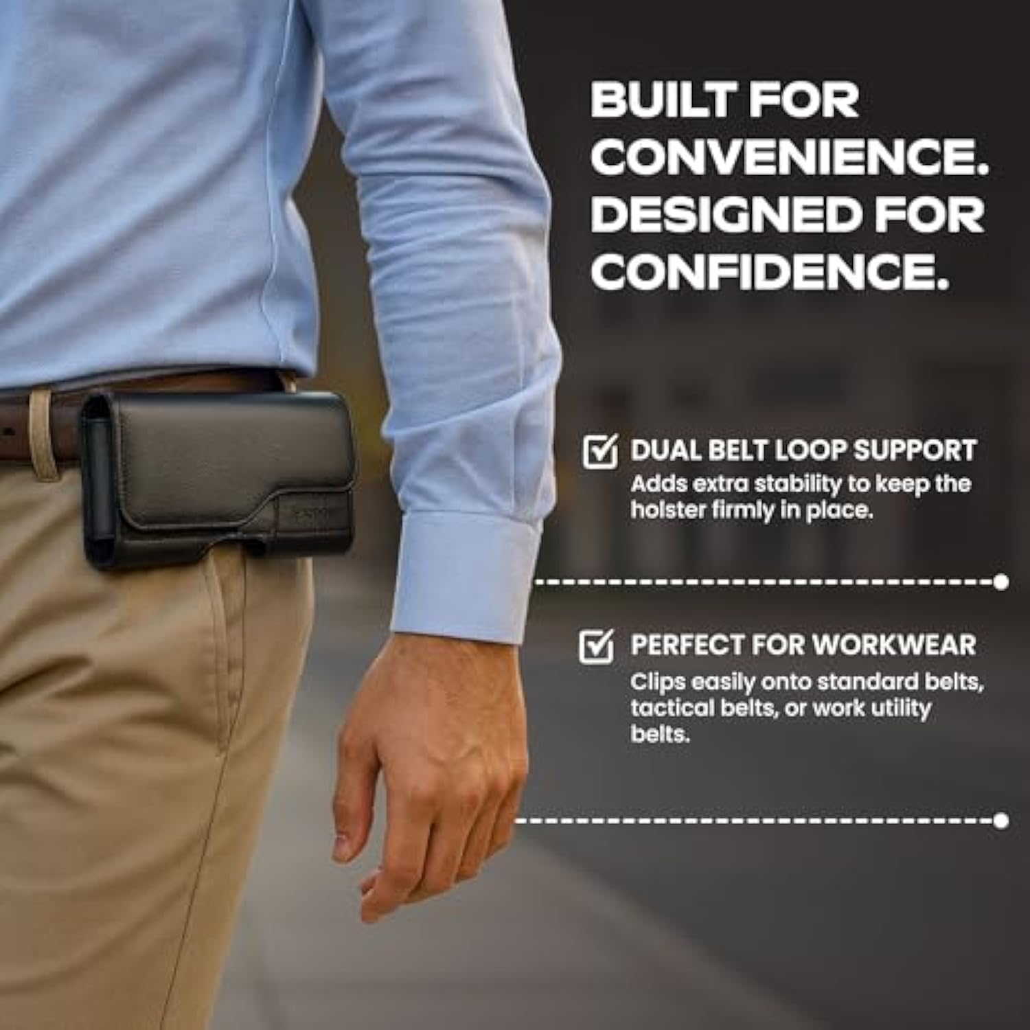 Holster For Samsung Galaxy S25 Ultra, S24 Ultra, S23 Ultra, A17, A16, A15, A14, A13, A36, A35, A32, A73 5G, A72, A71, A55, A54, A53, A42, A23, A03S - Leather Pouch (Fits Slim/Thin Case)