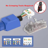 Rj45 Connector Tool-Free, Cat6 Field Termination Plug, Gold Plated Modular Plu