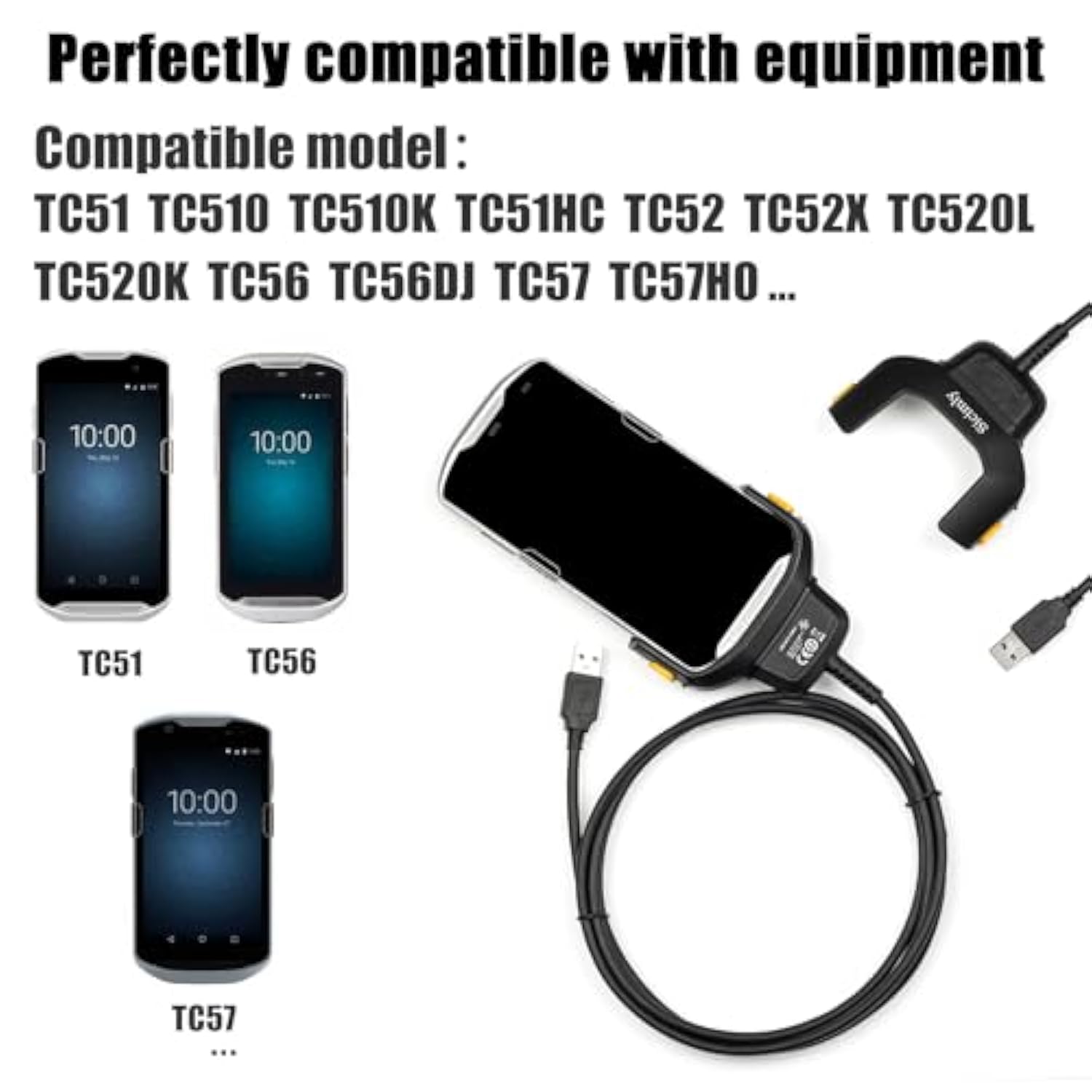 Tc51 Tc56 Charger,For Zebra Scanner Tc51 Tc510 Tc510K Tc52 Tc56 Tc57,5.4V 3A Quick Charge With 6Ft Pda Handheld Computer Scanner Cable (Replace Cbl-Tc51-Usb1-01) And Usb Data Transfer.
