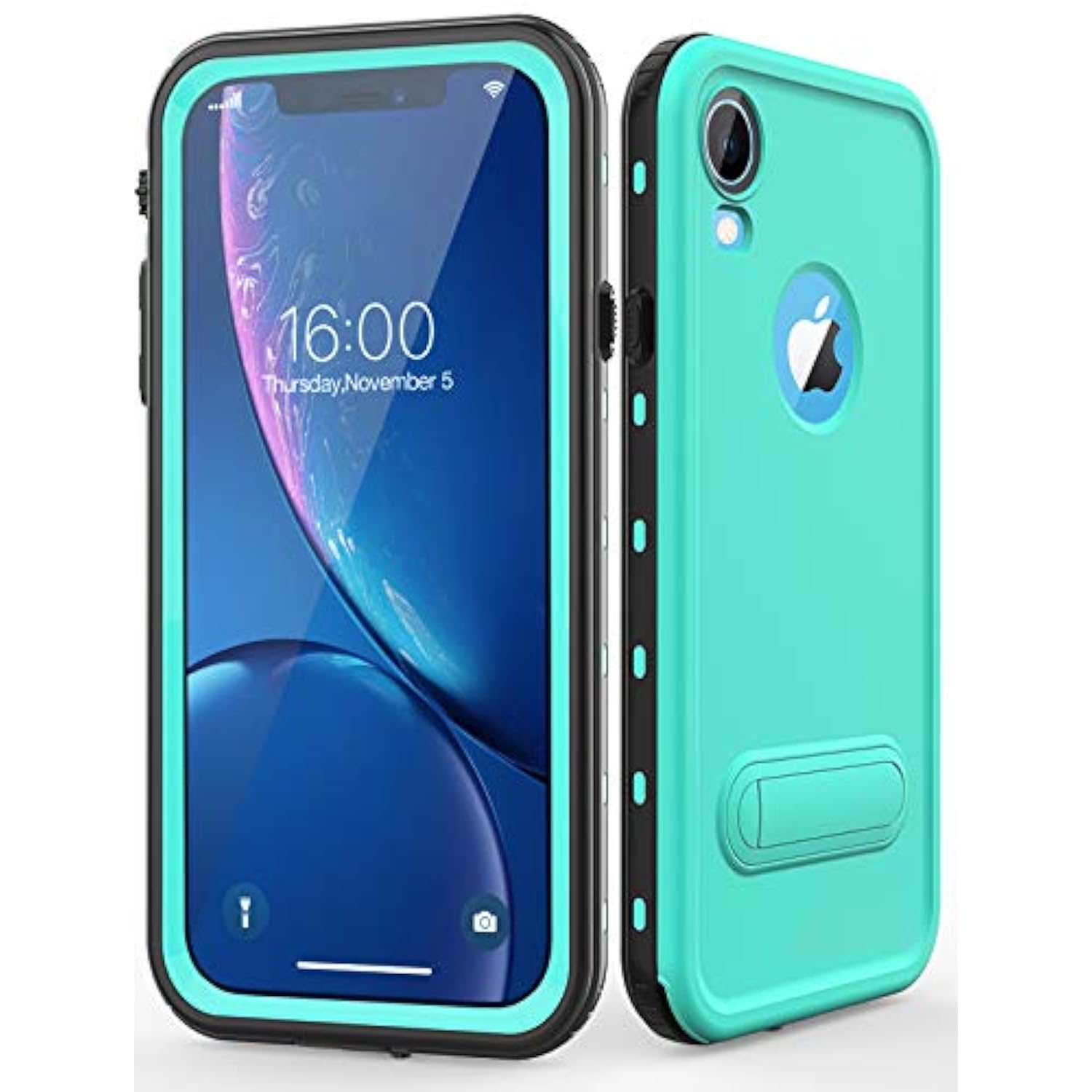 For Xr Case Waterproof,Shockproof Dustproof Ip68 Full-Body Sturdy With Kickstand Case Built-In Screen Protector,Underwater Full Sealed Cover Protective For Xr (Teal)