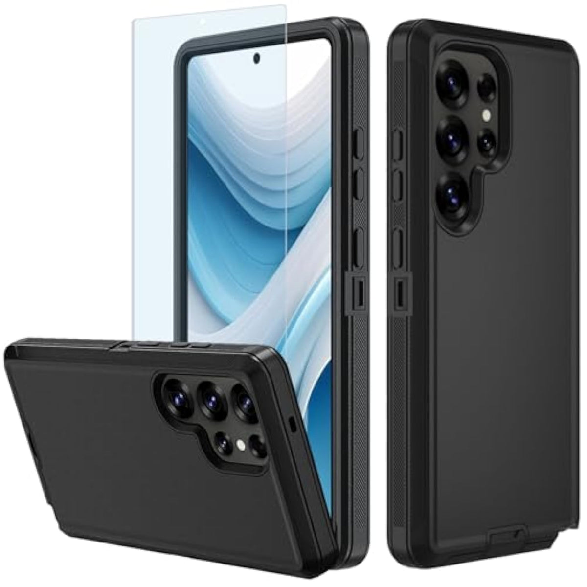 For Samsung Galaxy S25 Ultra Case, S25 Ultra Heavy Duty Case,With A Tempered Glass Screen Protector, [Military Grade Protective ] [Shockproof] [Dropproof] [Dust-Proof] (Black)