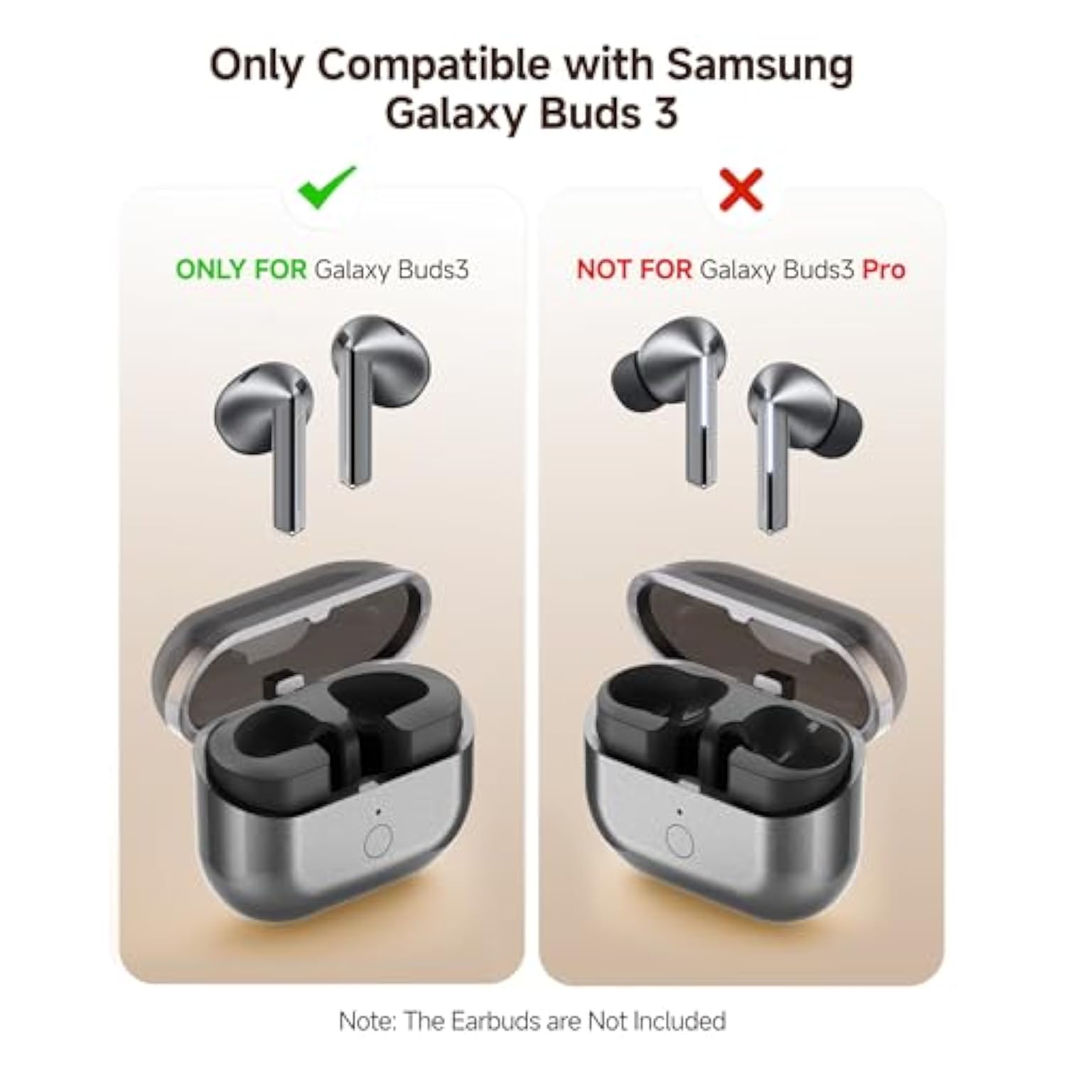 Wireless Charging Case Compatible With Samsung Galaxy Buds 3, Support Wireless And Wired Charging, Replacement Charger Case For Galaxy Buds 3 With Bluetooth Pairing Sync Button (Earbuds Not Included)