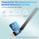 Long Range Bluetooth 6.0 Adapter For Pc, Built-In Pa For 5Dbi High-Gain Wireless Usb Dongle For Windows 11/10/8.1 Laptop Desktop, Plug & Pair W/Bluetooth Headphones Speaker Keyboard Mouse