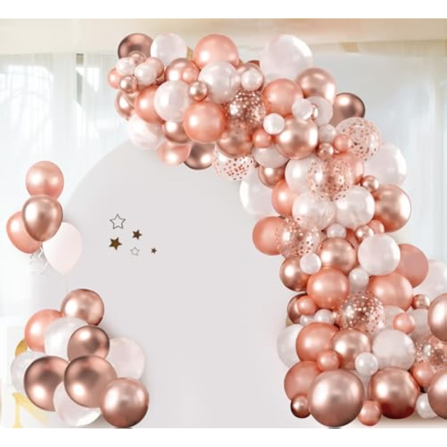 140PCS Rose Gold Balloon Arch Kit with Confetti Balloons for Party Decorations