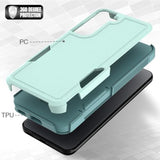 Samsung Galaxy S22 5G Dual Layer Protective Heavy Duty Cell Phone Case with Screen Protector - Military Grade Bumper Tough - Green