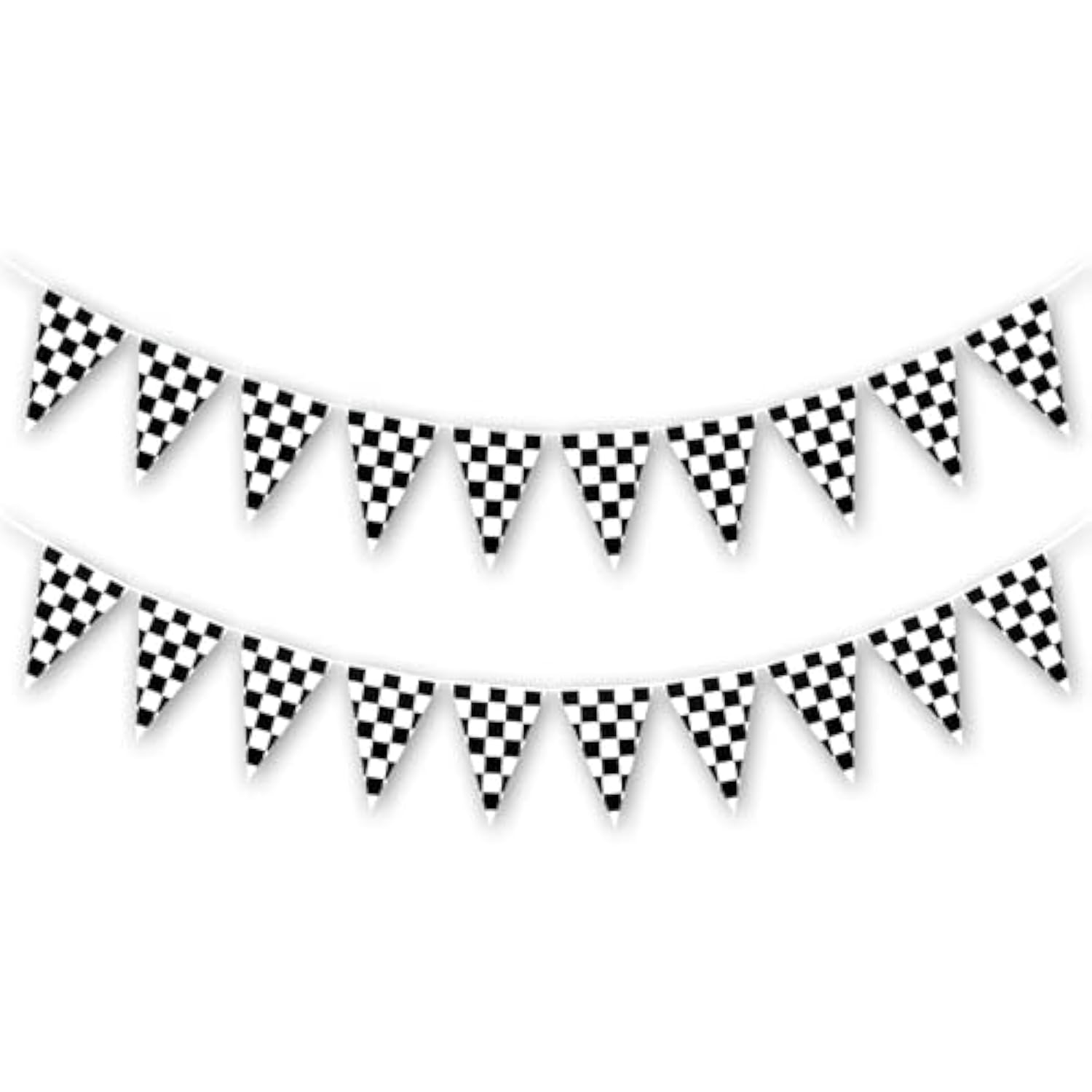 2 Pc Double-Sided Red/White Checkered Pennant Banner (80") Race Car Party Decor