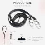 Phone Crossbody Strap, 2× Pads,1× Leather Phone Strap,1× Phone Wrist Strap,1× Adjustable Finger Strap,Crossbody Phone Lanyards,Adjustable Phone Chain Compatible With Most Smartphones(Black)